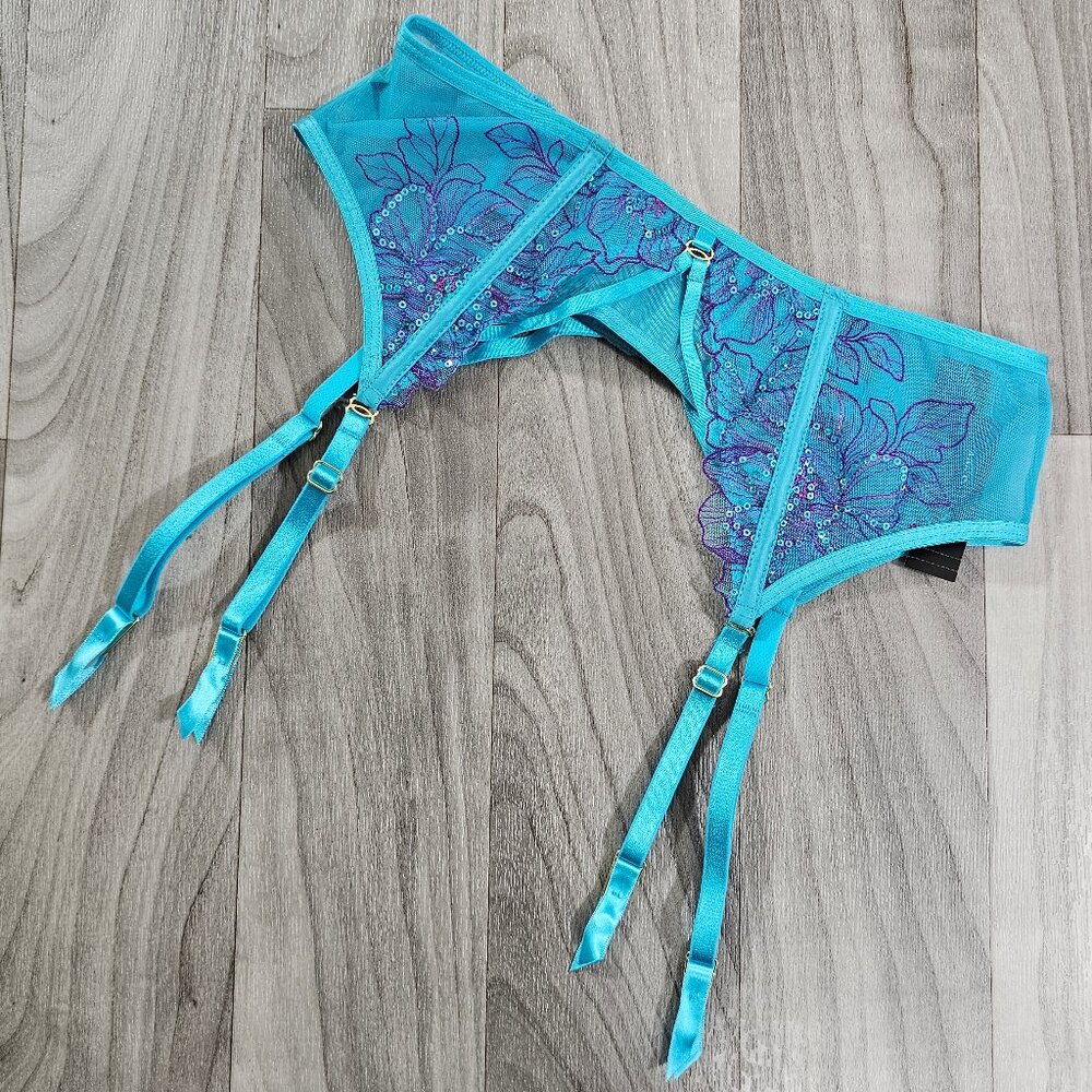NWT Ann Summers Camille Teal Suspender Garter Belt Size S